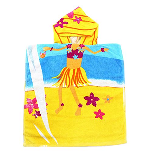 Juleya niños toalla de baño bebé niños encapuchados poncho algodón 50 * 100cm (chica amarillo)