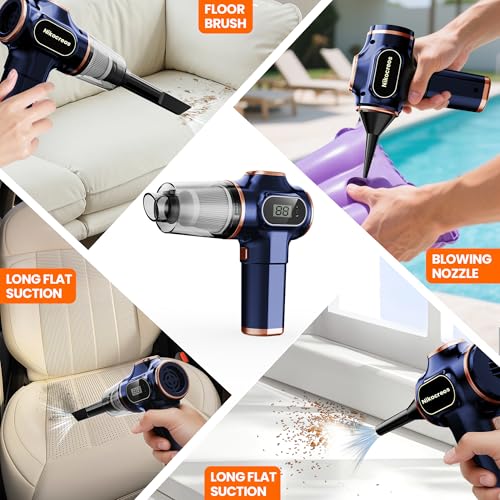 Image of Portable Car Vacuum Cordless Mini Handheld Vacuums Cleaner Rechargeable with LCD Display and Multi-Nozzles, High Power Hand held Cleaners for Car, Home, Office, Sofa, Pet Hair,Keyboard
