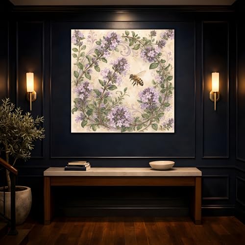 Sublimer un mur vide avec ce tableau abeille déco violette 25cm