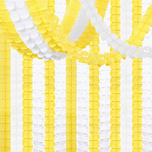 Image of White-Yellow Party-Decorations Streamers Garland - 157Ft Four-Leaf Clover Hanging Banner,Wedding Bridal Baby Shower Birthday Sunflower Lemon Theme Decor Hugtmr