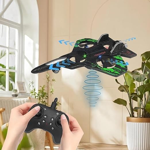Image of RC Fighter Jet Drone with LED Lights for Kids