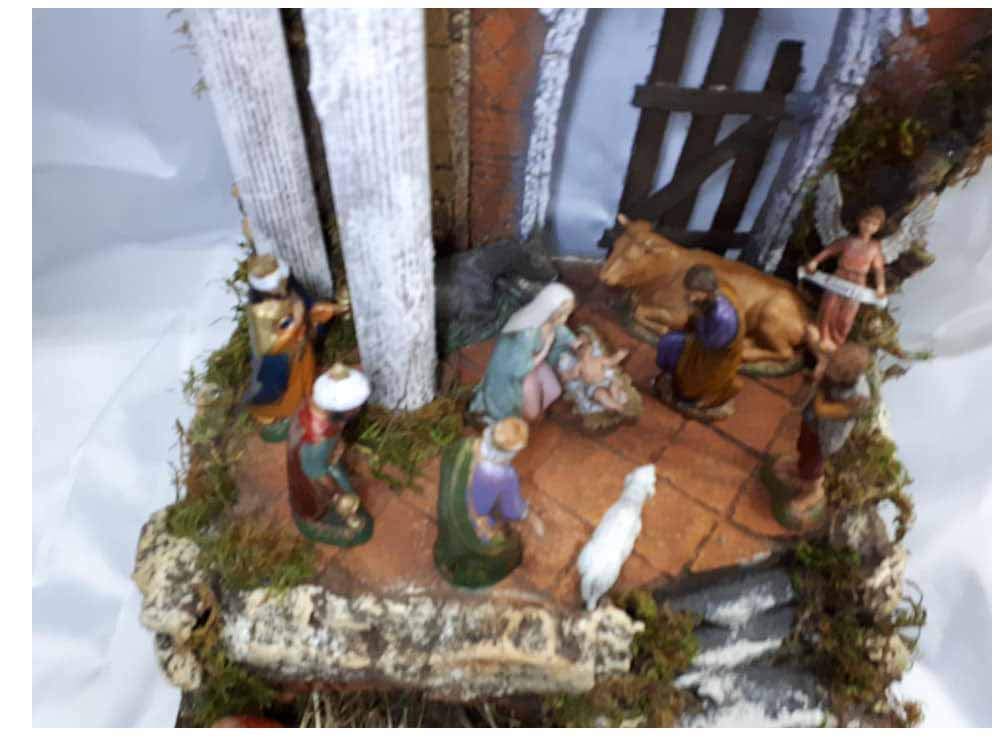 Presepe Completo Sughero e Legno Napoletano Tempio con 10 pastori 10 cm Crib 30x25 cm Alto 50cm conj pastori Terracotta statuine presepe ricevi Un Portachiavi S.G. ARMENO Artigianali nic 40