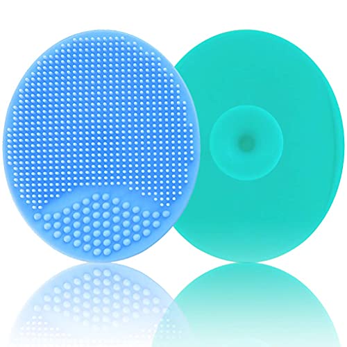 Image of Huaway Baby Cradle Cap Brush, Bath Toddler Silicone Massage Newborn Scrubbers Exfoliator Brush | The SkinSoother Essential for Dry Skin, and Eczema (Blue + Green)