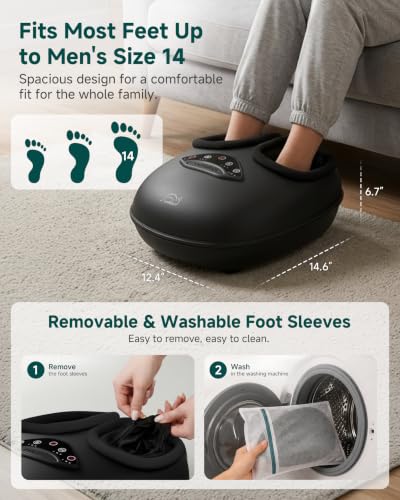 Image of Snailax Shiatsu Foot Massager with Heat & Compression, Deep Kneading Foot Massager Machine with 3 Heat Levels & Timer, Fits Men Size 14, Gift for Women Men