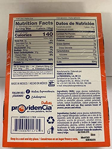 jamoncillo soft carmel milk candy dulce de leche 12 PC 14.8oz / 42og