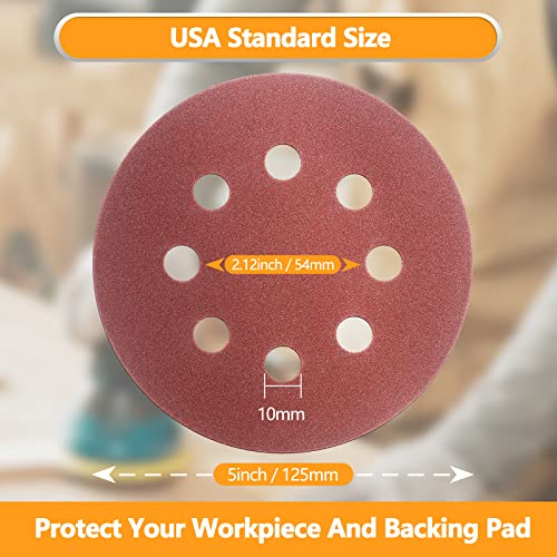 Faoyoon Sanding Disc 5 Inch 8 Hole, 100 Pcs Orbital Sanding Discs Hook And Loop, Sandpaper For Wood, 120 Grit Sand Paper For Random Orbital Sander #TOP1