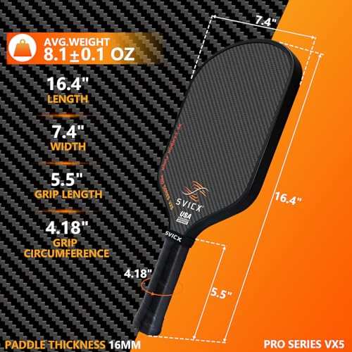 Pickleball Paddle,3K Carbon Fiber Pickleball Paddles with High Control & Spin,High Performance Paddle,16MM T700 Carbon Fiber Pickleball Racket,2025 Pro Carbon Paddle Set,USAPA Approved(Black) - Thumbnail 4