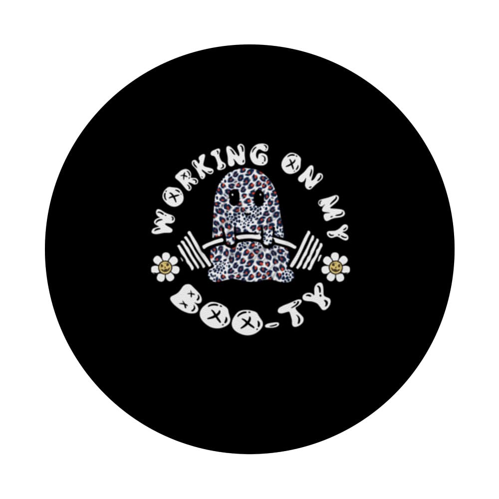 Working on My Boo ty Halloween Dead Lift Ghost Gym Weights PopSockets Swappable PopGrip, Black - Image 3