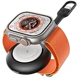WeeFancy Portable Apple Watch Charger, 1200mAh Magnetic Keychain Wireless Power Bank Watch Charger for iWatch, Portable Magnetic Smart Watch Charger for Apple Watch Series 9/8/7/6/SE/5/4, Black