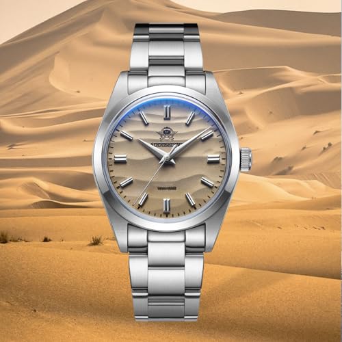 ADDIEDIVE 36 mm zegarek kwarcowy, prosty zegarek na rękę dla mężczyzn i kobiet, mechanizm kwarcowy VH31 KI Mineral Bubble Conves Crystal Wodoodporny 100M AD2030, Żółty