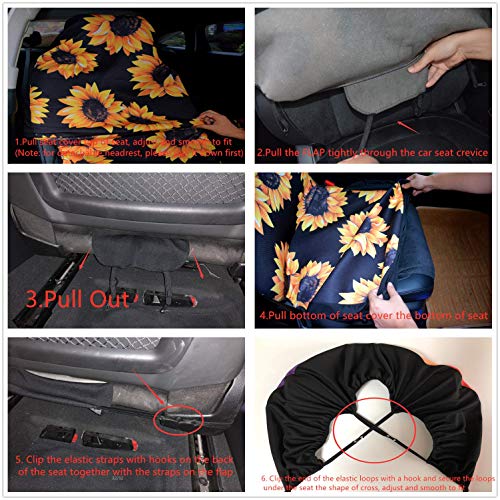 Venhoo Car Seat Covers Lovely Sunflower Universal Auto Front Seats Protector Compatible Fits for Most Car, SUV Sedan & Truck-2 Pcs