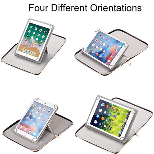 Anvas Universal Case For 7-8 Inch Tablet, Synthetic Leather 360 Rotating Standing Document Pocket Folio Portable Wallet Case For All 7-8 Inch Tablet Purple Blossom #TOP1