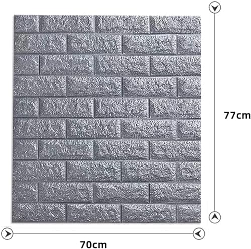 Image of TEKCOOL Self-Adhesive Waterproof PE Foam 3D Wall Panels Wallpaper Sticker for Bathroom, Living Room, and Home Decoration (70 x 77cm, Appx. 5.8Sq Feet)-1 Piece-Grey