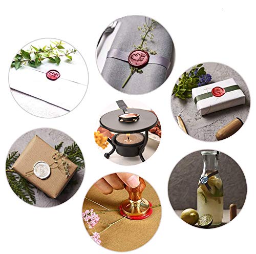 Miniatura 7 de Kit de sellado de cera, herramienta de horno de fusión, calentador de sello de cera, juego de sellos de cera con cuchara de fusión de cera para