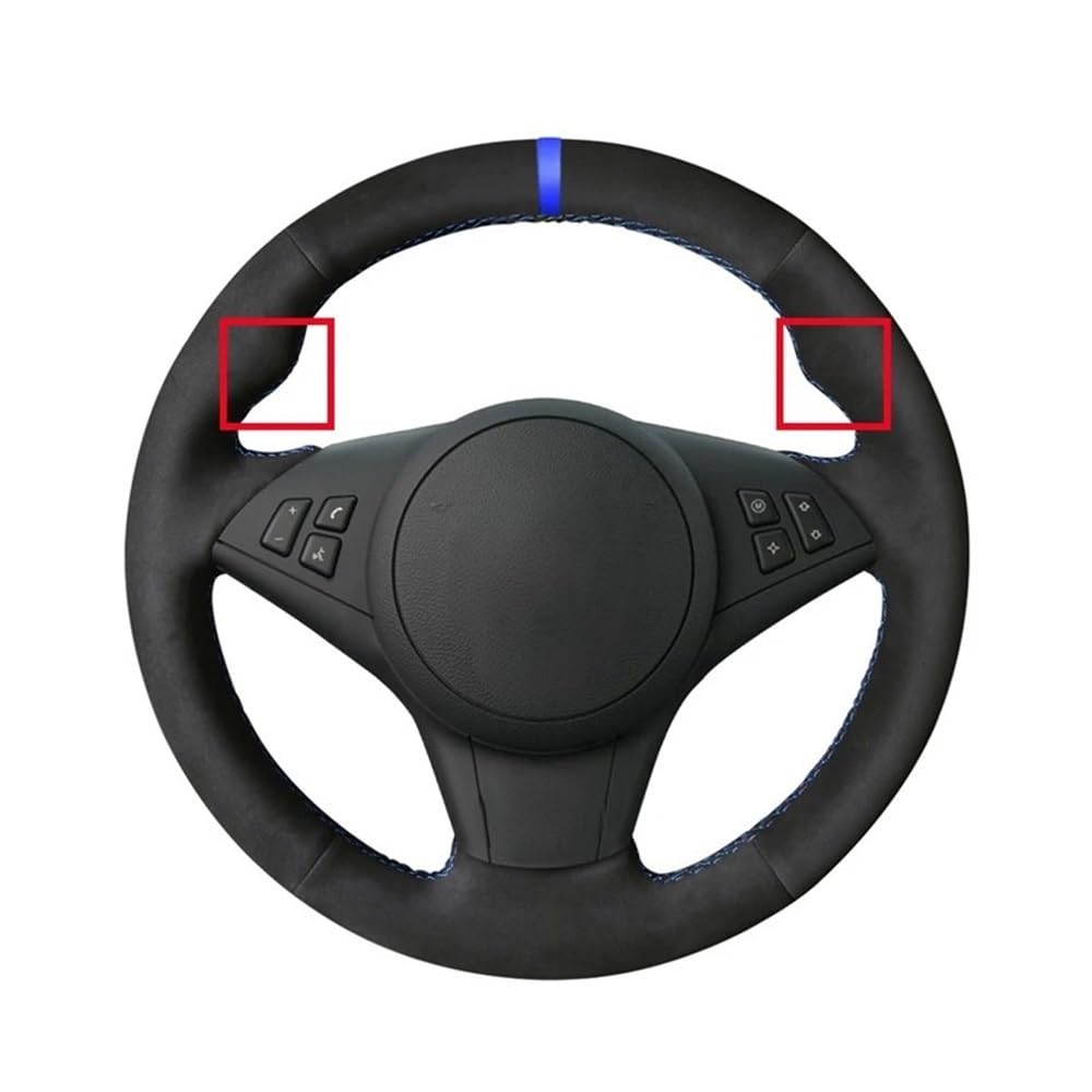 Funda Volante Coche Universal Funda para Volante de Coche de Gamuza Negra Cosida a Mano y Suave para E60 E63 E64 para Cabrio M6 2005 2006 2007 2008 2009 2010