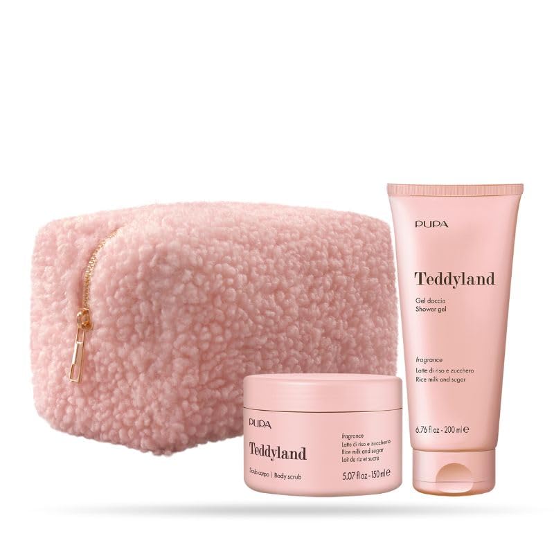 Pupa Milano Teddyland 001 Gel de ducha 200 ml y exfoliante corporal 150 ml 001 leche de arroz y azúcar
