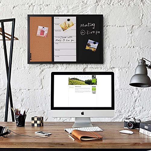 Tableau magnétique combiné liège et bois 60x40 cm pour notes - 3