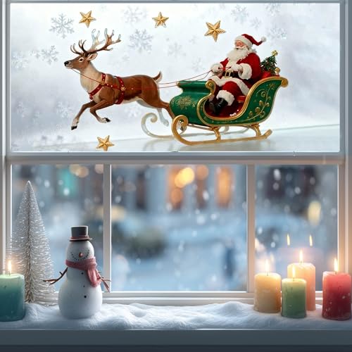 Película Decorativa Navidad Santa y Reno para Ventanas miniatura 6