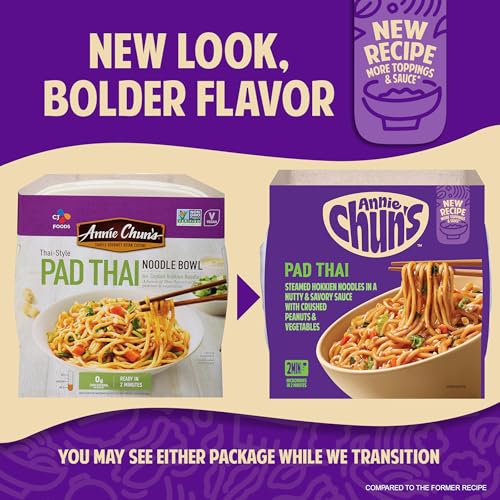 Annie Chun's Pad Thai Noodle Bowl, Non-GMO, Vegan, 8.1-oz (Pack of 6), Microwaveable, Ready Meal