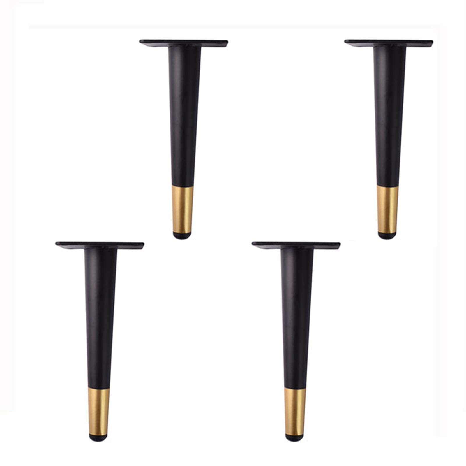 RWRAPS Gambe per mobili in Metallo Piedini per mobili Piede per Divano in Ferro Piedini di Supporto Conici Dritti, con Viti, Confezione da 4, Nero (Oro Nero 30 cm/11,81 Pollici)
