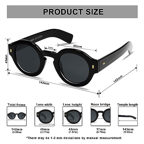 Image of VANLINKER Vintage Round Polarized Sunglasses for Women Men Trendy Shades Retro Circle Sun Glasses VL9743