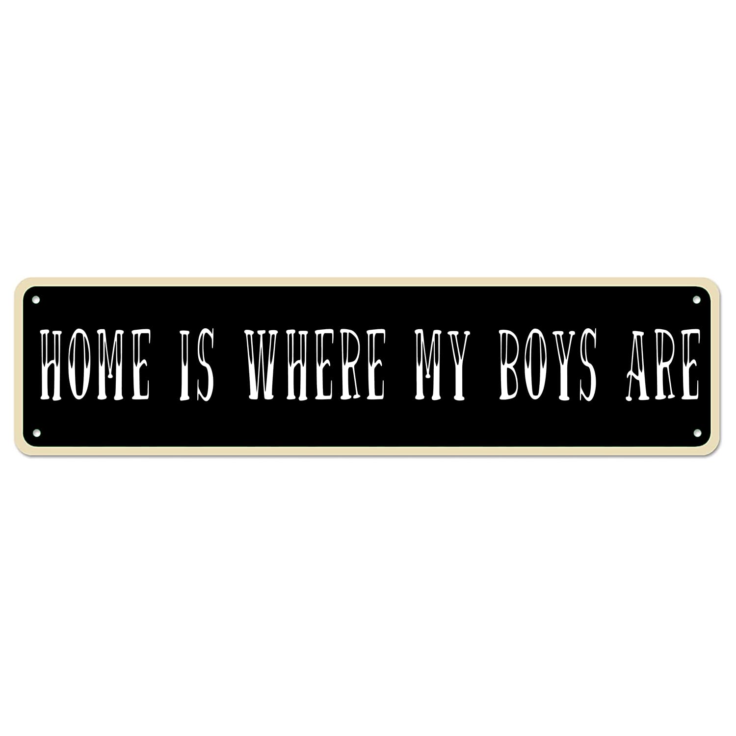 Home is Where My Boys are Metal Street Tin Sign Vintage Slim Tin Signs 4x16 Inch Home Farmhouse Garage Indoor Outdoor