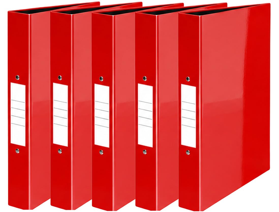 Nobel 25mm 2 Ring Polypropylene Gloss Binder A4 (5, Gloss Red)