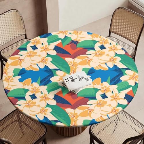 Nappe ronde à fleurs élastique lavable protège table vent