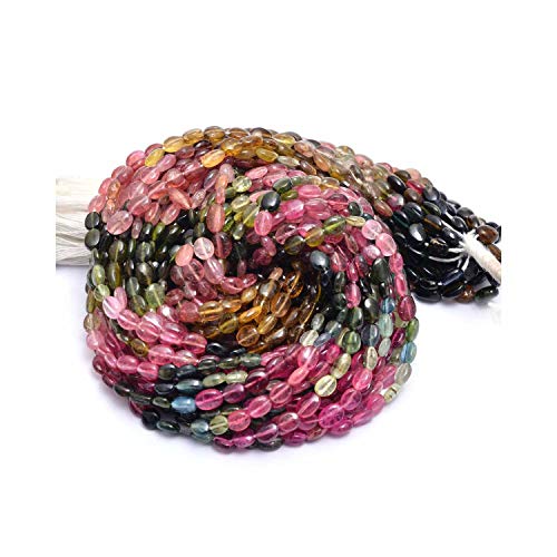 Perles semi-précieuses ovales en tourmaline multicolore AAA pour collier et bijoux de luxe