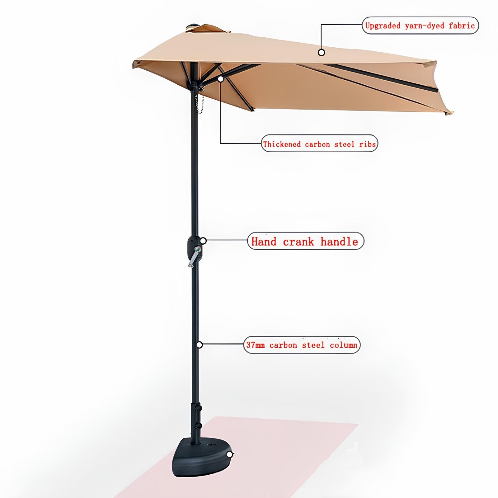 Sonnenschirm Rechteckig 250 cm, Sonnenschirm Halbrund Mit Kurbel Balkonschirm UV-Schutz 80+, Gartenschirm Für Veranda, Terrassen, Höfe, Schwimmbäder(White)