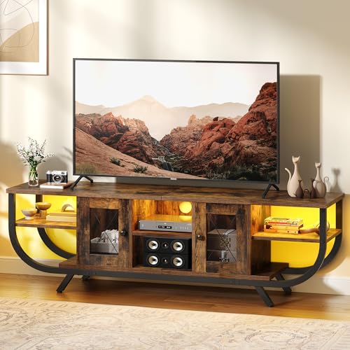 YITAHOME Industrielles TV-Schrank,140cm TV Lowboard für Fernseher bis zu...