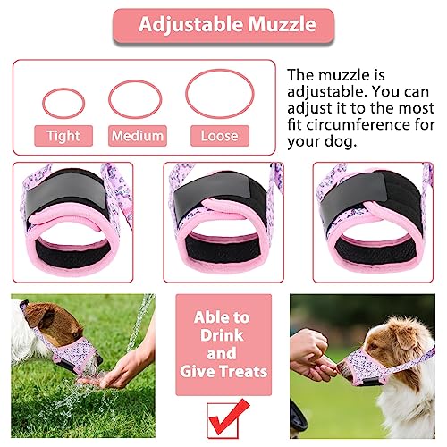 Image of LUCKYPAW Dog Muzzle Anti Biting and Chewing with Comfortable Mesh Soft Fabric and Adjustable Strap, Suitable for Small, Medium and Large Dogs(Pink Unicone,L)