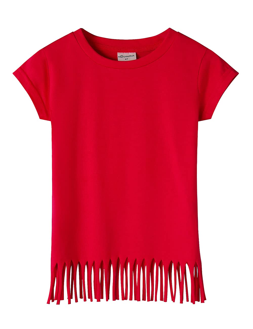 Noomelfish Girls Short Sleeve Fringe T-Shirts Soft Jersey Cotton Tee Tops (3-12 Years)