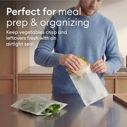 Image of Vove Compostable Storage Bags 160 Ct Variety Pack (S /M /L /XL), Plastic-Free Zip Bags for Food Storage and Meal Prep, PFAS-Free and BPI Certified, Freezer Safe Airtight Seal, Plant-Based