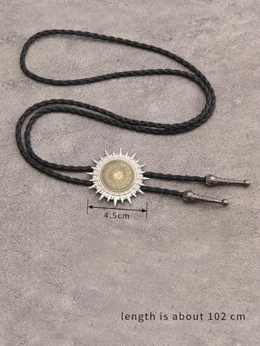 Image of GelConnie Native American Bolo Tie Rodeo Cowboy Leather Necktie Western Necklace Costume Accessories for Men,Women