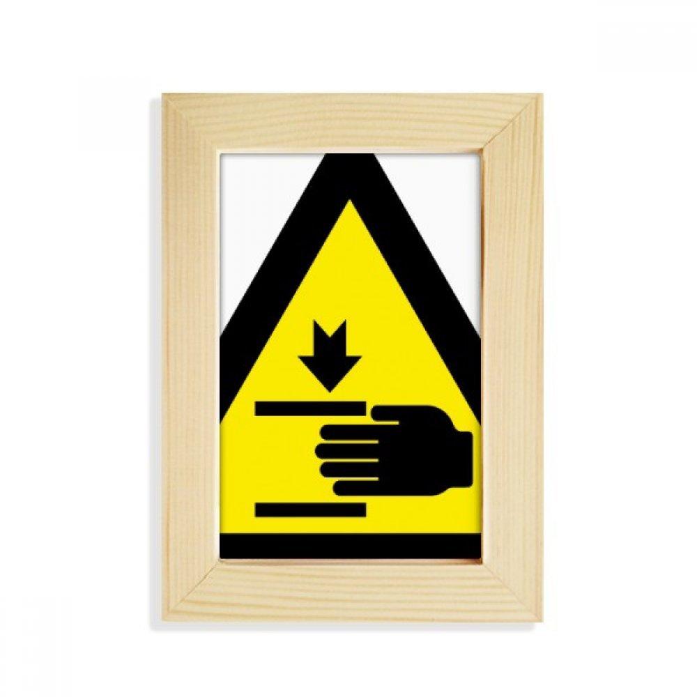 Marco para foto 5x7 madera de sobremesa con diseño triángulo negro amarillo de advertencia