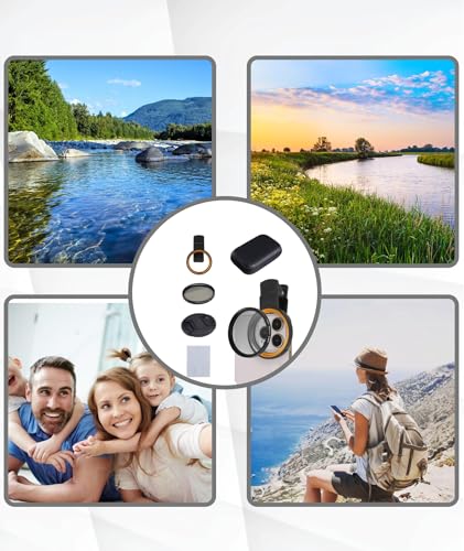 Image of 5Pcs Nd Filter for Mobile, Cpl Filter for Mobile, Anamorphic Lens for Mobile, Clip-On Phone Lens Multi-Coated Adjustable Neutral Density Filter Compatible