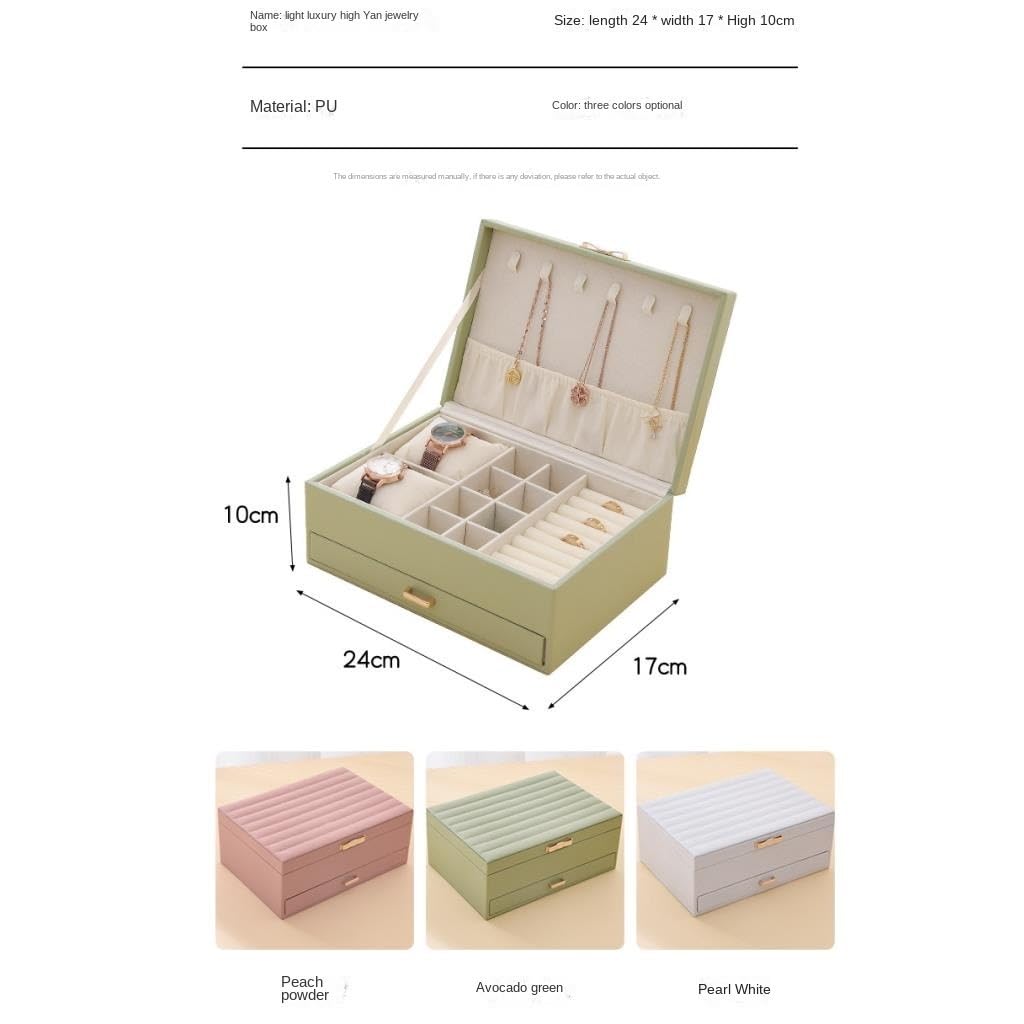 Przenośne pudełko na biżuterię, dwuwarstwowy organizer do przechowywania kolczyków i pierścionków, elegancki design dla kobiet i dziewcząt, przyjazna w podróży etui na biżuterię do rąk