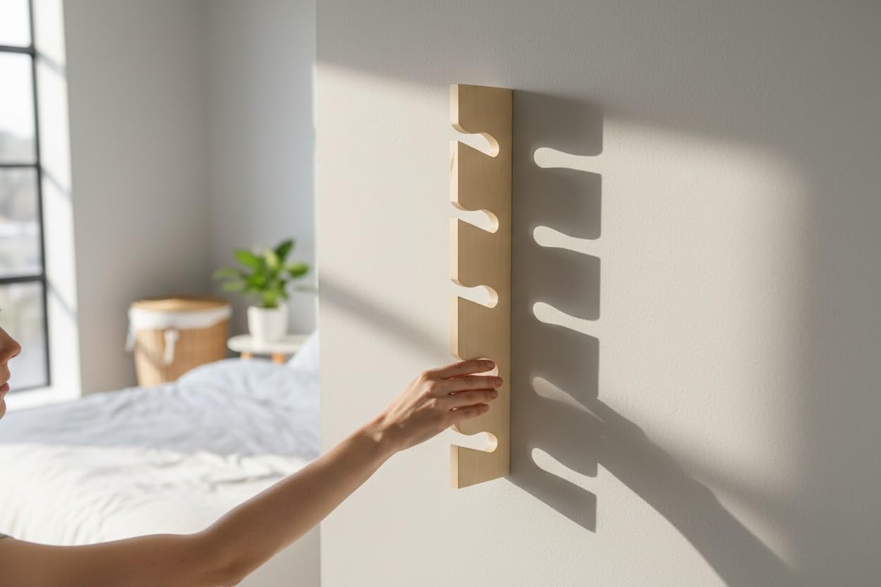 Solid Wood Vertical Cap Rack | Minimal Wall Mounted Design | Hat Holder | (5-CAP RACK)