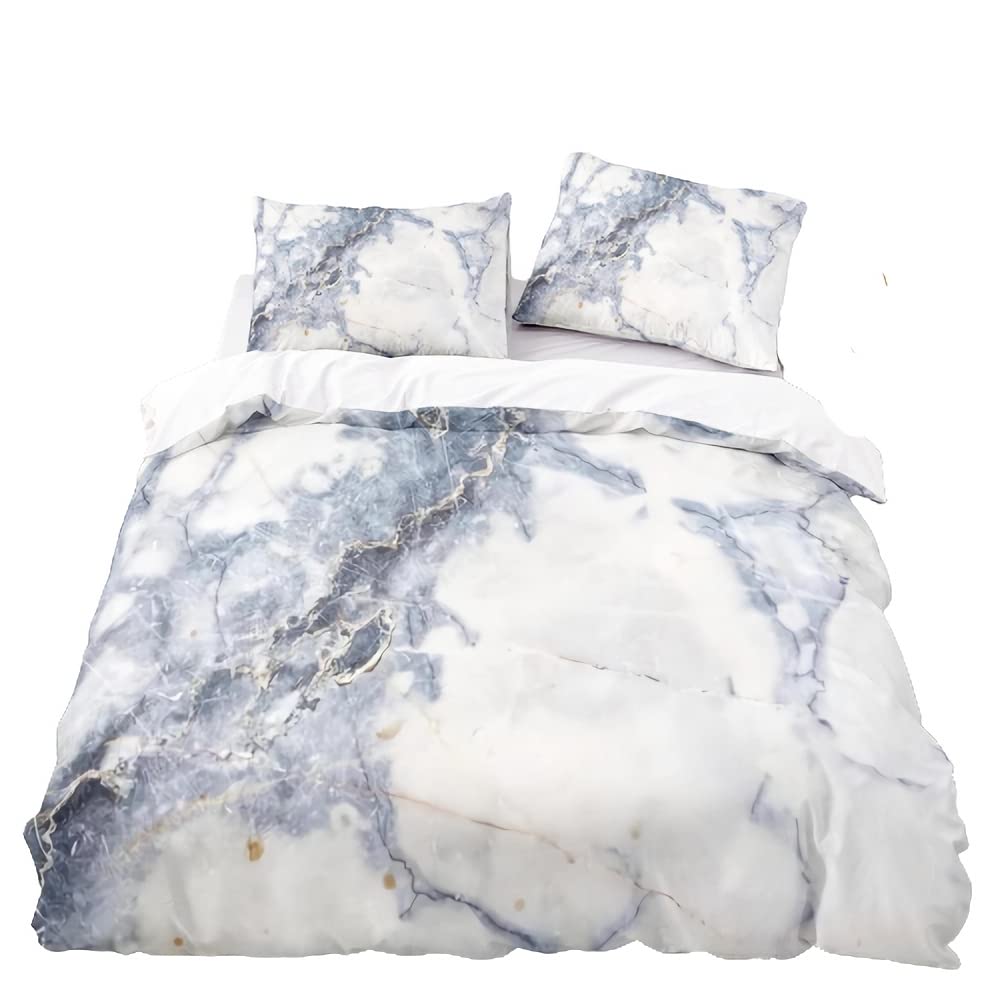Housse de couette 200x200 motif marbre blanc pour une chambre moderne et lumineuse