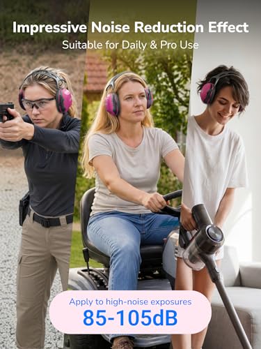 Image of Dr.meter Hearing Protection Ear Muffs, Ear Protection Noise Cancelling Headphones for Adults, Kids Autism Sensory, NRR28dB Noise Reduction Earmuffs for Range, Mowing, Woodworking, Concerts Rose