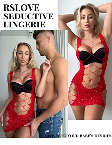 RSLOVE Womens Fishnet Lingerie Mesh Chemise Babydoll Bodysuit Lace Smock Lingerie for Women - Image 2