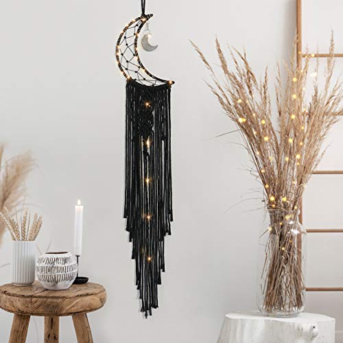 Dremisland Macrame Woven Wall Hanging Moon Dream Catcher- Boho Ch...