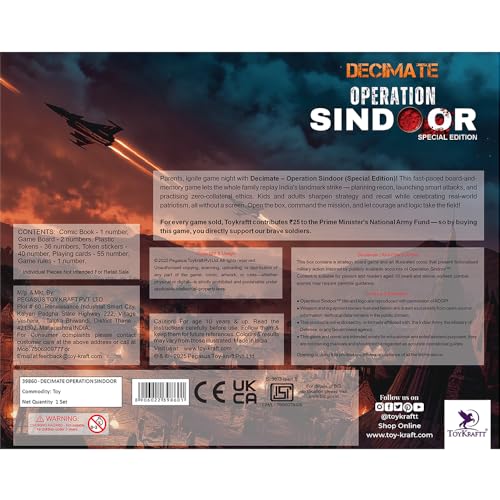 Image of TOYKRAFTT Decimate - Operation Sindoor Strategy Board Game for Kids 10+ & Adults. Indian Army Themed Family Game with Comic Book