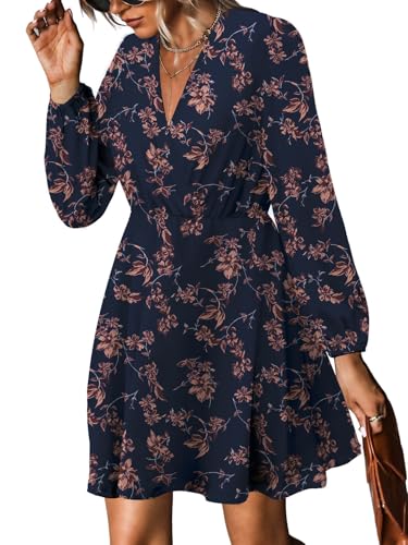 MixShe Summer Dresses for Women 2025 Wedding Guest Dress Fall Fashion Italian Outfits Elegant Classy Homecoming Clothing Plus Size Beach Vacation Clothes B Deep Navy Floral Medium