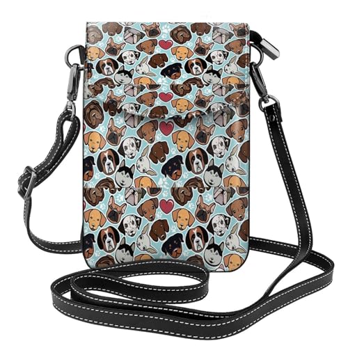 Sac bandoulière Bouledogue pour femme et porte-téléphone en cuir PU