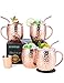 Produktbild esonmus Moscow Mule Becher Kupferbecher Gehämmert und Handgefertigt Kupfertassen mit 4 Gläsern, 4 Untersetzer, 4 Trinkhalme, 1 Messbecher, Bier, Gin, Vodka, Cocktails und Wasser genießen (4)