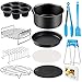Price comparison product image YINGRACE 8 Inch Air fryer Accessories, 12 pcs Deluxe Air Fryer Accessory Set Compatible for Cosori 4.7L, Ninja 5.2L, Tower 5.6L, LLIVEKIT 5L, Philips 6.2L Airfryers, No-BPA Dishwasher Safe