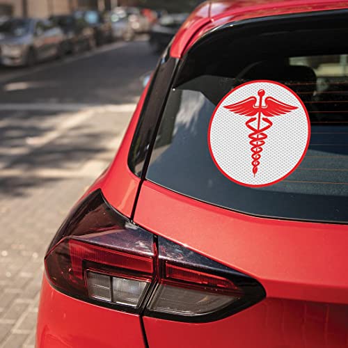 Image of CVANU Doctor Reflective Vinyl Exterior Decal for Vehicle 2pcs (11x11cm) Red cv1