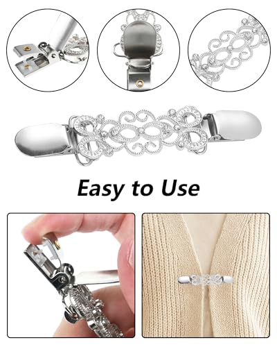 Image of 5 Pcs Sweater Clips Waist Cinch Clips Vintage Dress Clip Back Cinch Retro Brooch Shirt Clip Set for Women Clothing Shawl Cardigan Collar, 5 Styles